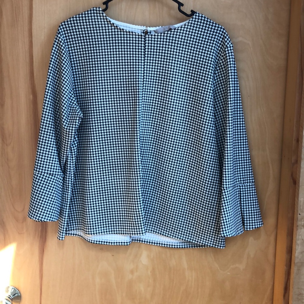H&M Black and White Bell Sleeve Blouse